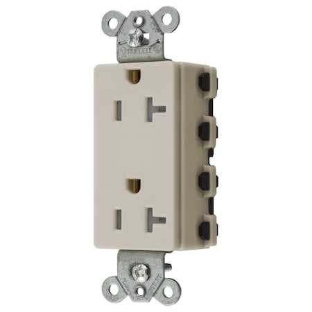 Hubbell Wiring Device-Kellems Straight Blade Receptacle, 5-20R, 20 A, 125V AC, 2 Pole, 3 Wire, Flush Mount, Grounded SNAP2162LATRA